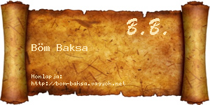 Böm Baksa névjegykártya